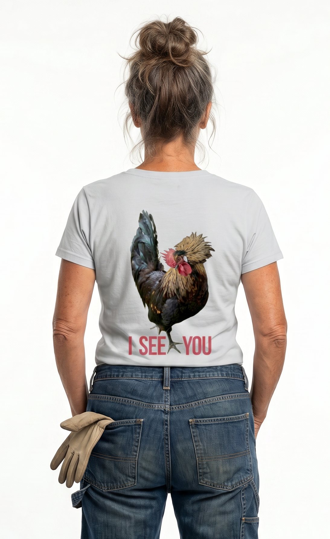 Rooster: "I SEE YOU" Unisex Cotton V-Neck Tee, S - 3XL