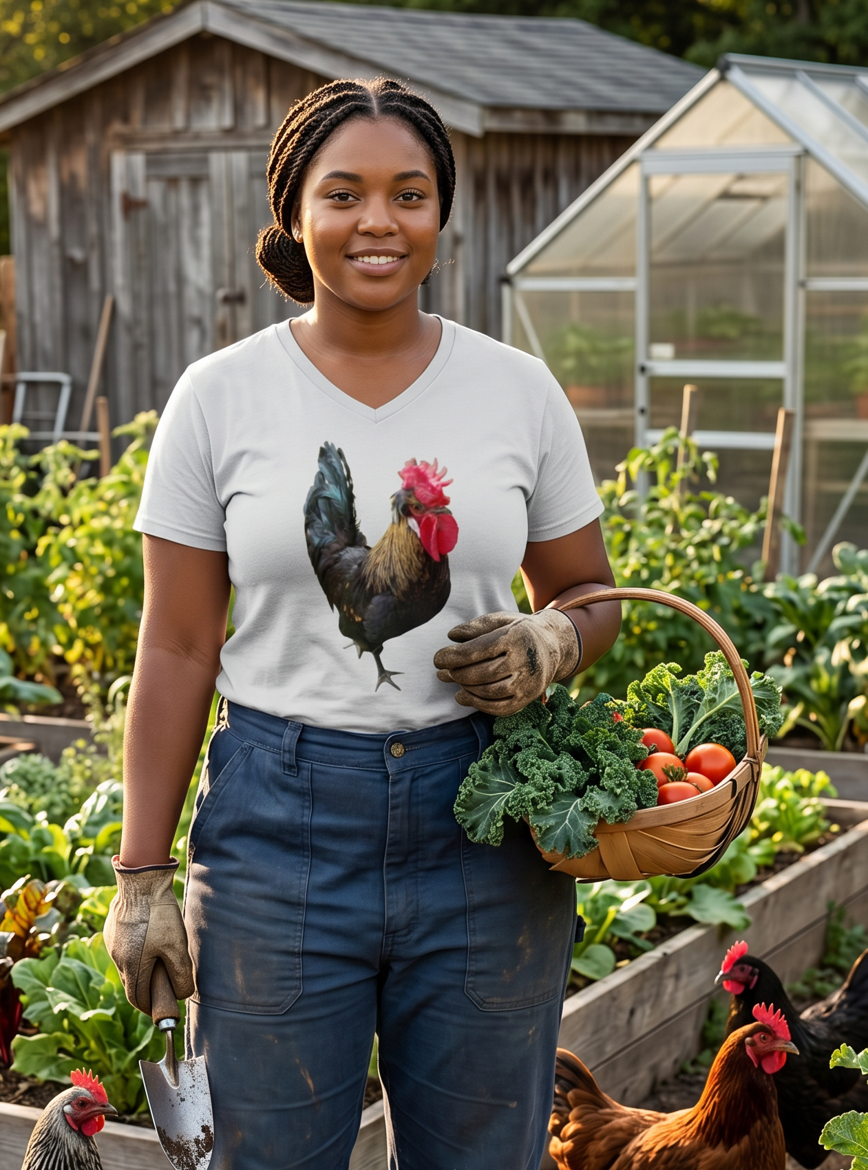 Rooster: "I SEE YOU" Unisex Cotton V-Neck Tee, S - 3XL