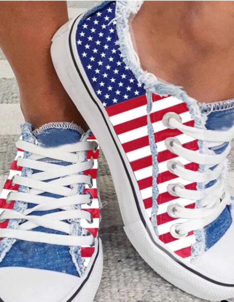 Women's Patriotic Canvas Sneakers US sizes: 5 -10.5