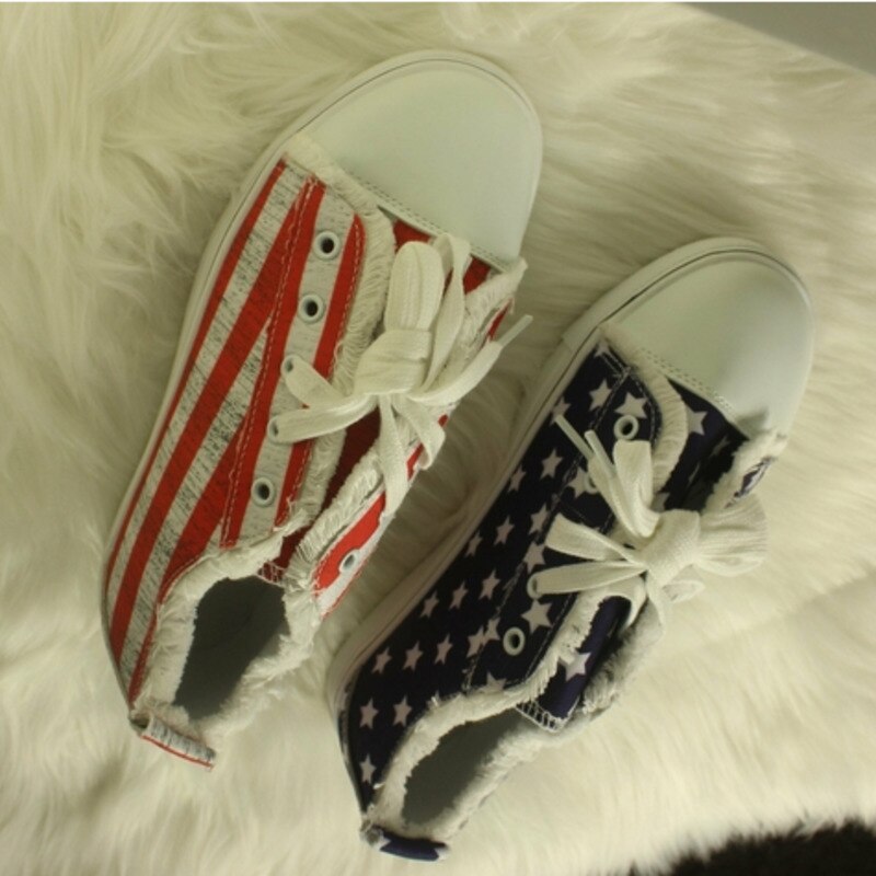 Patriotic Women's Canvas Flat Sneakers US sizes: 5 - 10.5