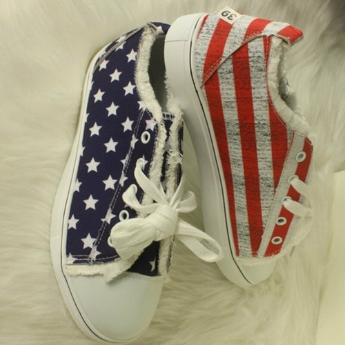 Patriotic Women's Canvas Flat Sneakers US sizes: 5 - 10.5