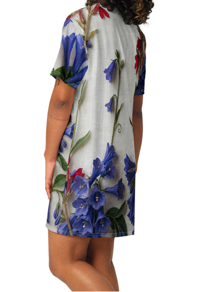 Patriotic Pressed Flowers Cotton T-shirt "Dress",  2XS - 6XL