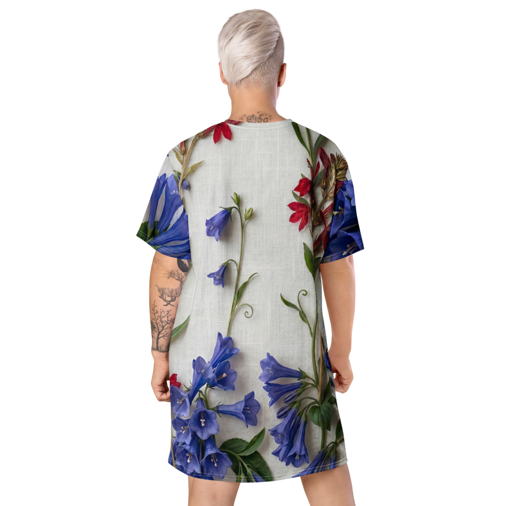 Patriotic Pressed Flowers Cotton T-shirt "Dress",  2XS - 6XL