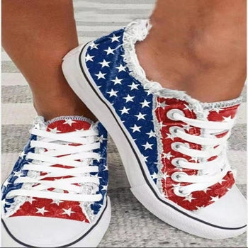 Patriotic Women's Canvas Flat Sneakers US sizes: 5 - 10.5